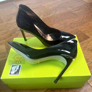 New Ted Baker Women Solid Savioz Patent Leather Pumps Black Size 8 Evening Party